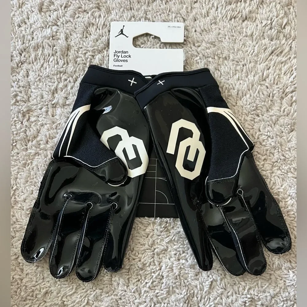 Jordan Fly Lock Oklahoma Sooners Black Football Gloves